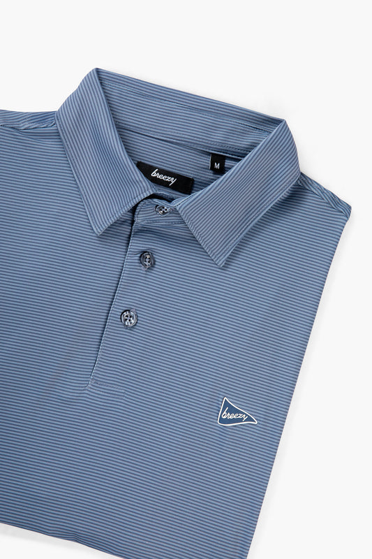 The Striped Polo - Navy & Blue